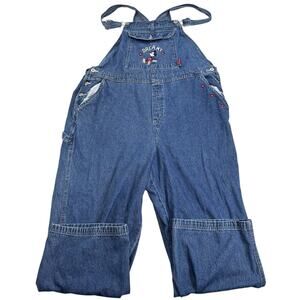 Vinatge y2k Mickey Unlimited Womens 20 Disney Denim Overalls Embroidered Flowers
